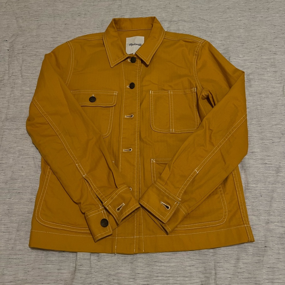 Madewell women’s work jacket in mustard yellow
